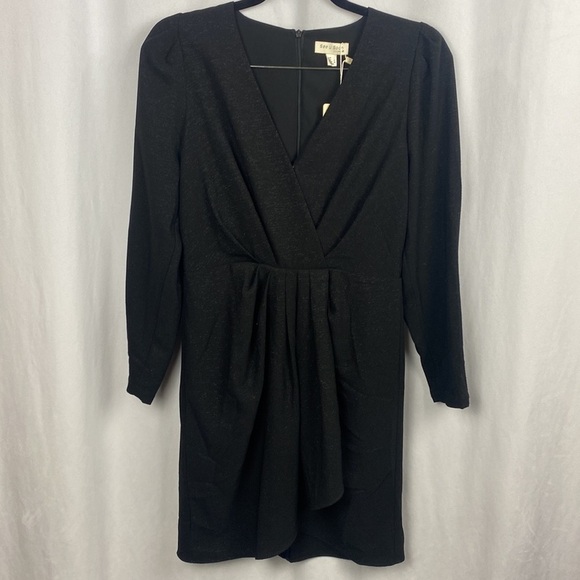 Anthropologie See U Soon Black Sparkle Elegant Long Sleeve Mini Dress - Size S - Picture 5 of 16